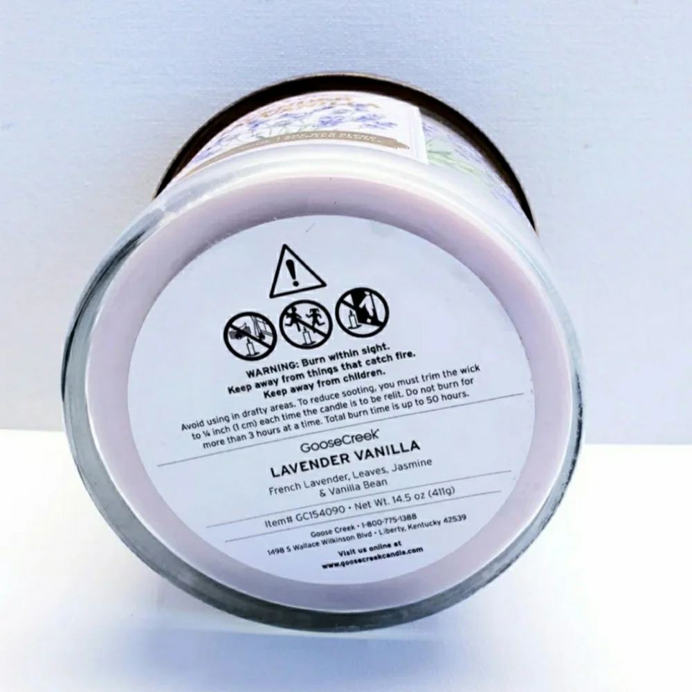 Goose Creek LAVENDER VANILLA Large 3-Wick Scented Candle, 14.5 oz